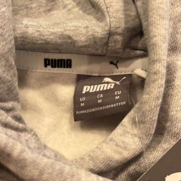 Puma Power Logo Hoodie W/Kangaroo Pocket Regular Fit Size Medium Light Grey - Picture 11 of 12